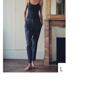 Zara “jogger waist pants. Indigo denim look office pants w/ elastic for comfort